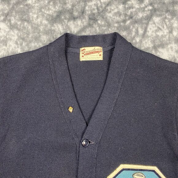 VTG Broadway Knitting Mills Sweater Size M Wool Varsity Letterman Oakmont HS 70s - Picture 8 of 14